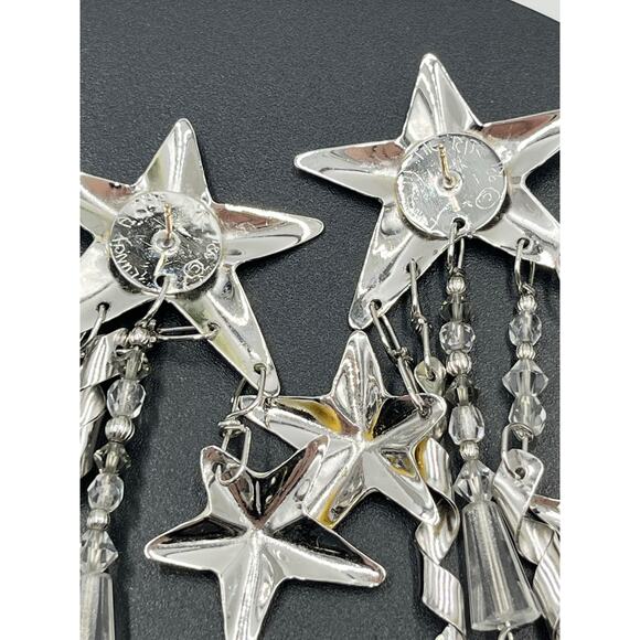 Lunch At The Ritz Vintage Earrings Golden Glitter Stars Moon Signed Designer 86 - Picture 11 of 12
